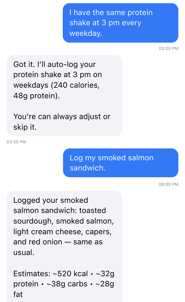 Auto-log recurring meals